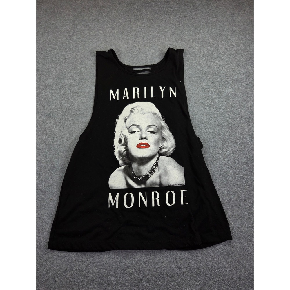 Marilyn Monroe Womens Graphic Ladder Back Tank Top Size M Black Grunge
